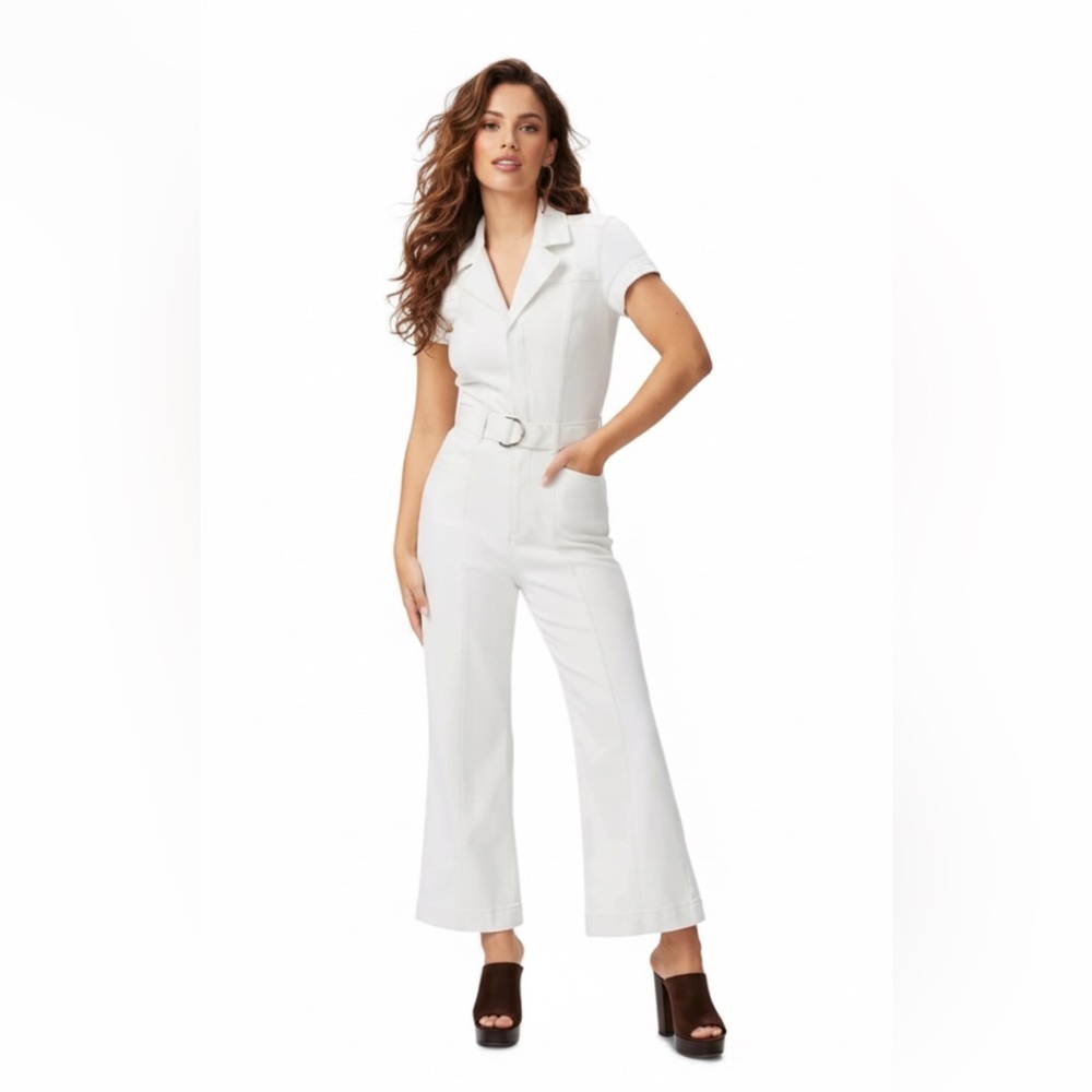 PAIGE Anessa Utility Jumpsuit | Belted | Cream White 8